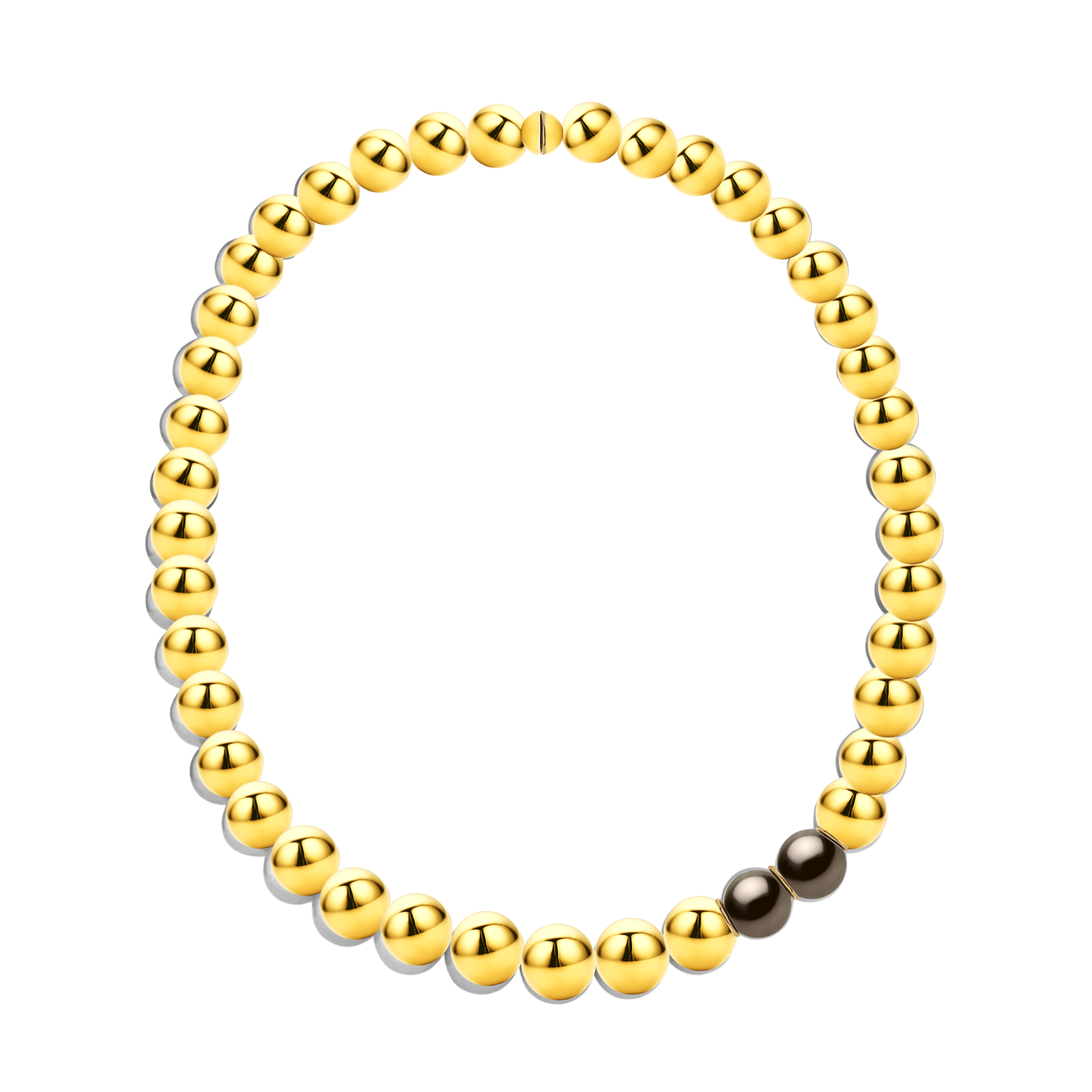 Modern Edge Tahitian Pearl Gold Bead Necklace