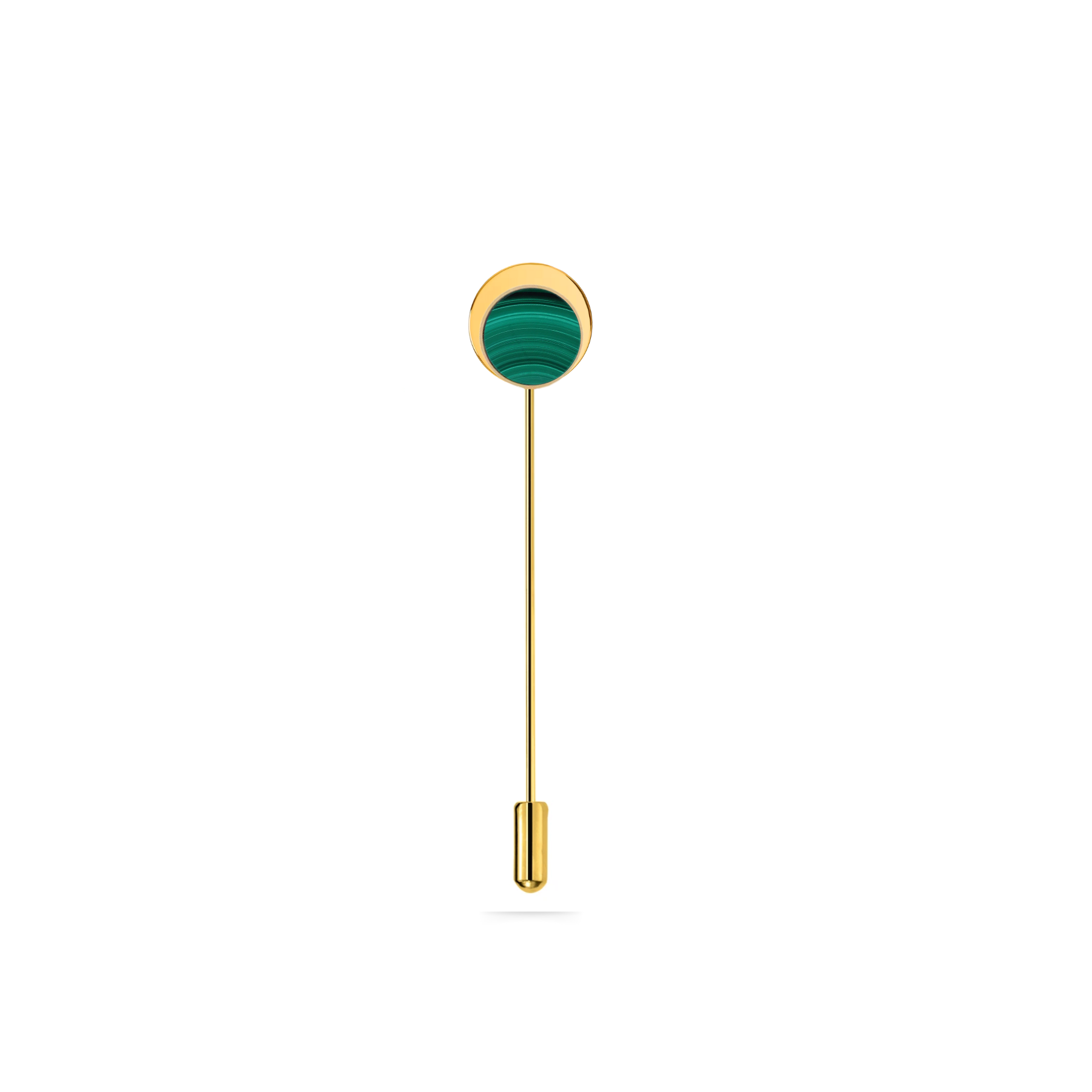 MF Green  Malachite Unisex 18ct Yellow Gold Lapel Pin