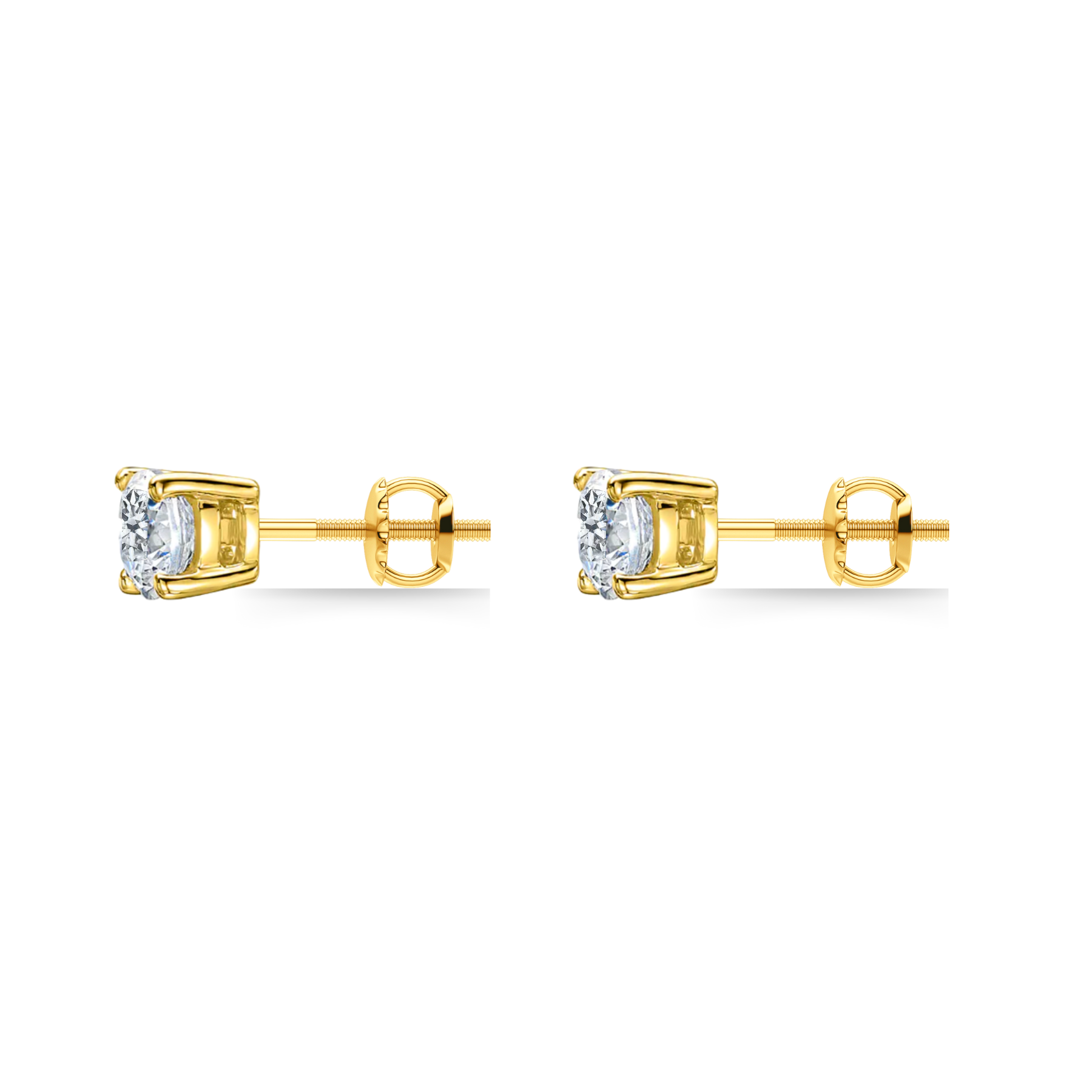 Forever Classic 1ct Brilliant Diamond Solitaire 18ct Gold Men & Women Stud Earrings