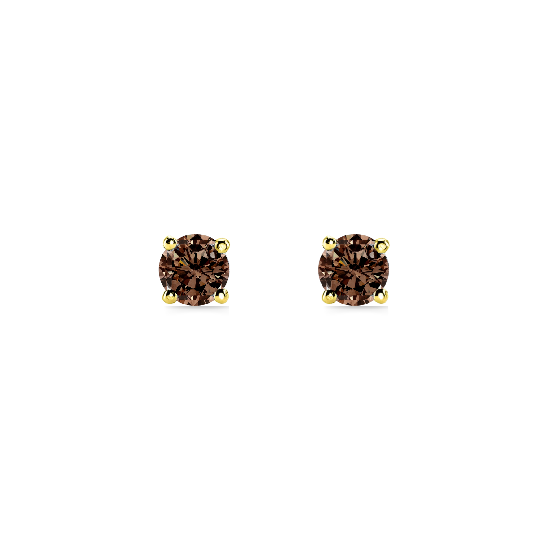 Forever Classic 1ct Brown Diamond Solitaire 18ct Gold Men & Women Stud Earrings