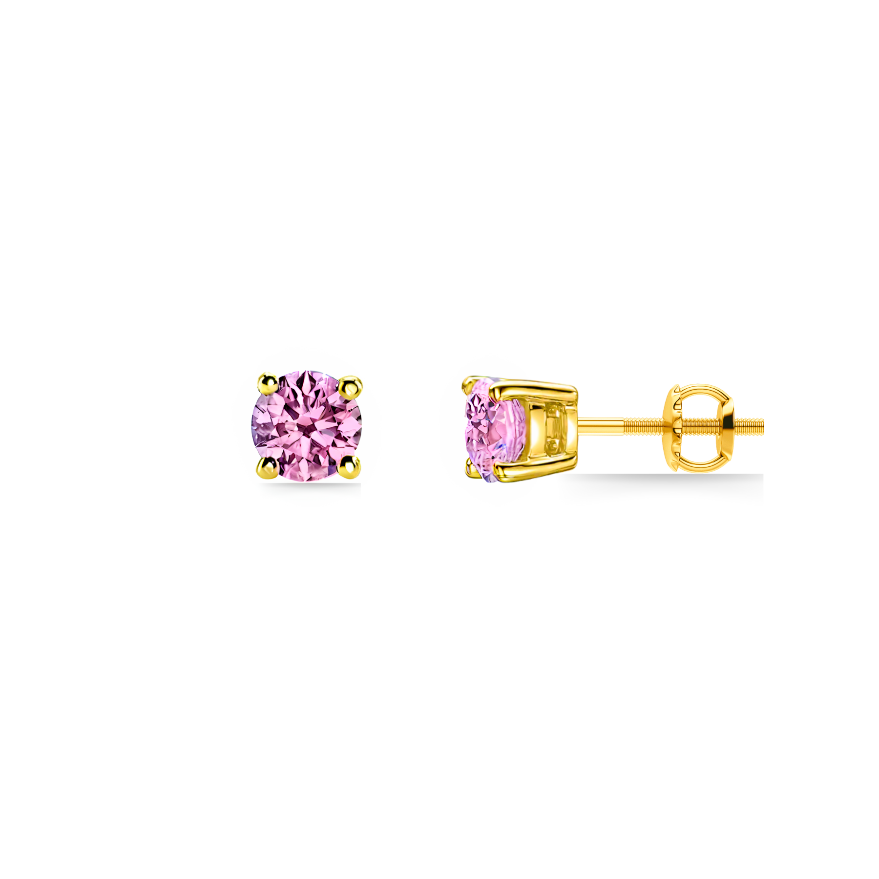 Forever Classic 1ct Pink Diamond Solitaire Gold Stud Earrings