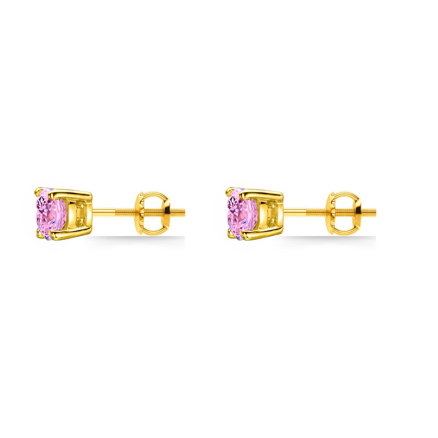 Forever Classic 1ct Pink Diamond Solitaire Gold Stud Earrings