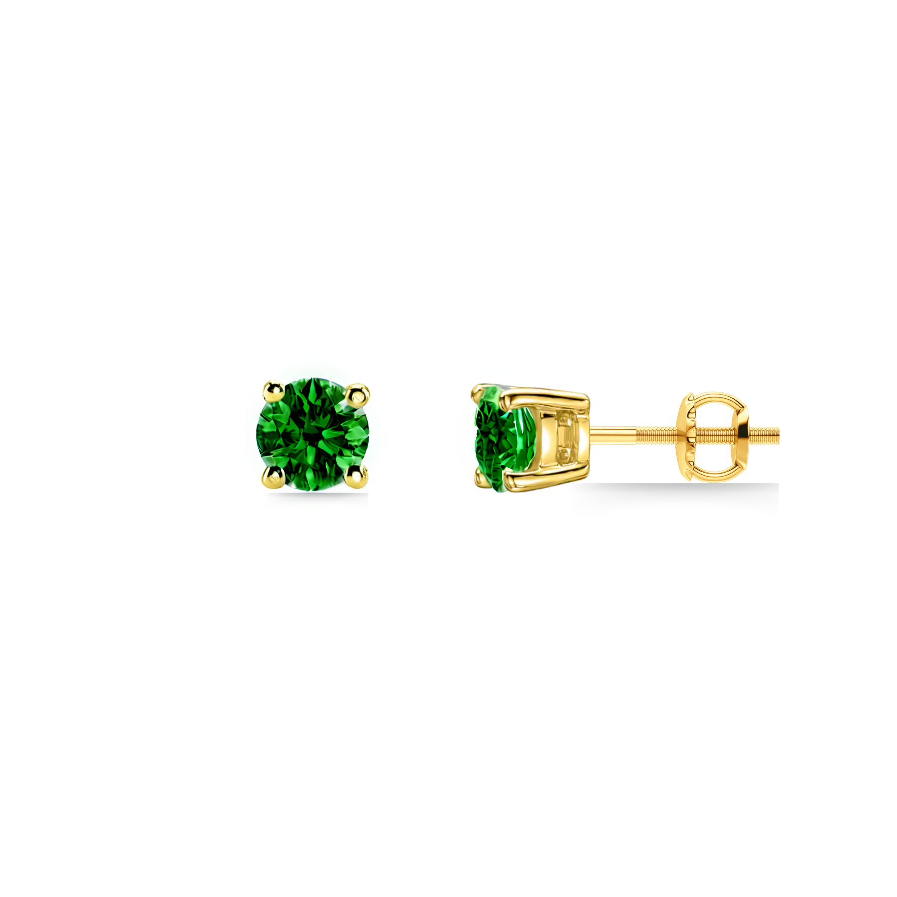 Forever Classic AAA Tsavorite Solitaire 18ct Gold Unisex  Stud Earrings