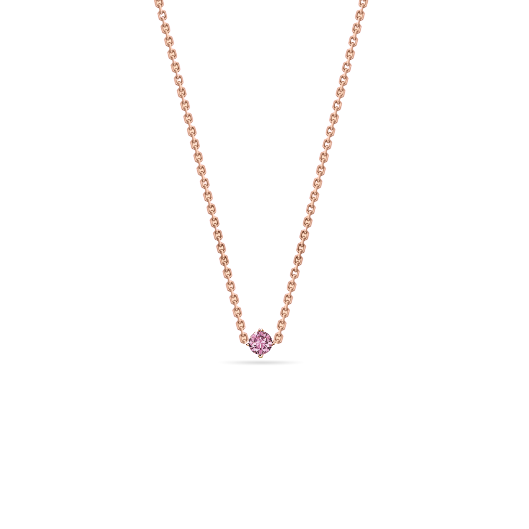 Forever Classic Pink Sapphire Solitaire Rose Gold Necklace