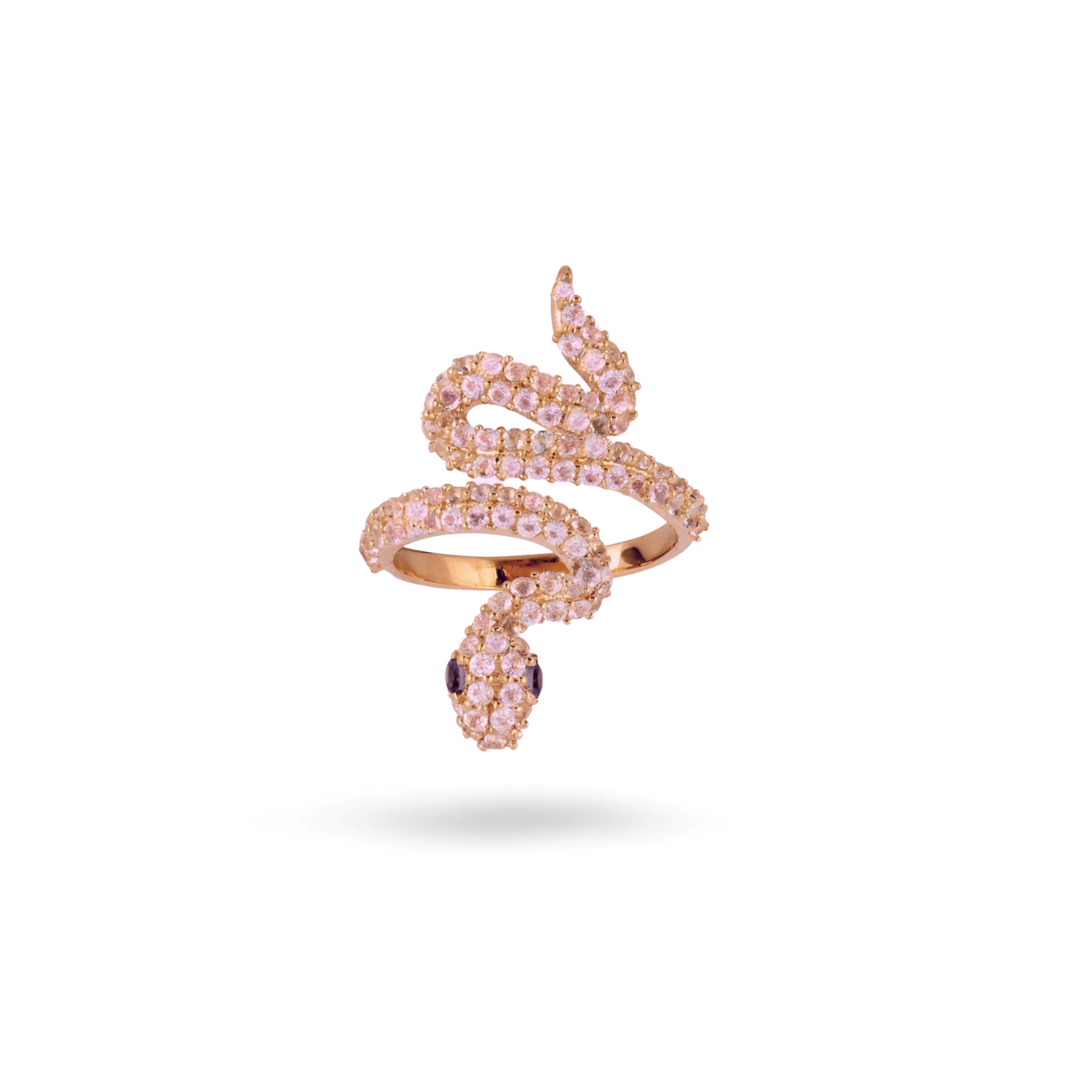 Sarpe Pink & Blue Sapphire Rose Gold Winding Snake Ring