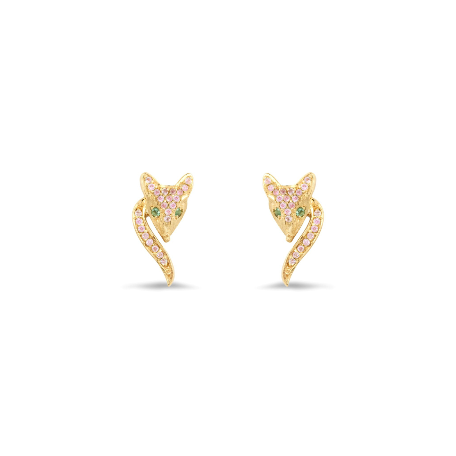 Vulpes Pink Sapphire & Zambian Emerald Fox Stud Earrings