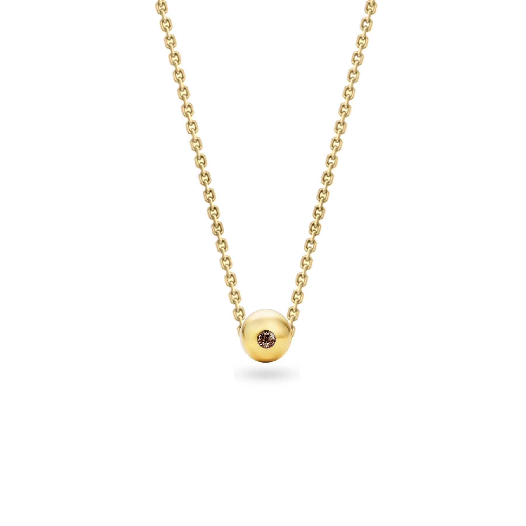 Modern Edge Brown Diamond 18ct Gold Ball Chain Necklace