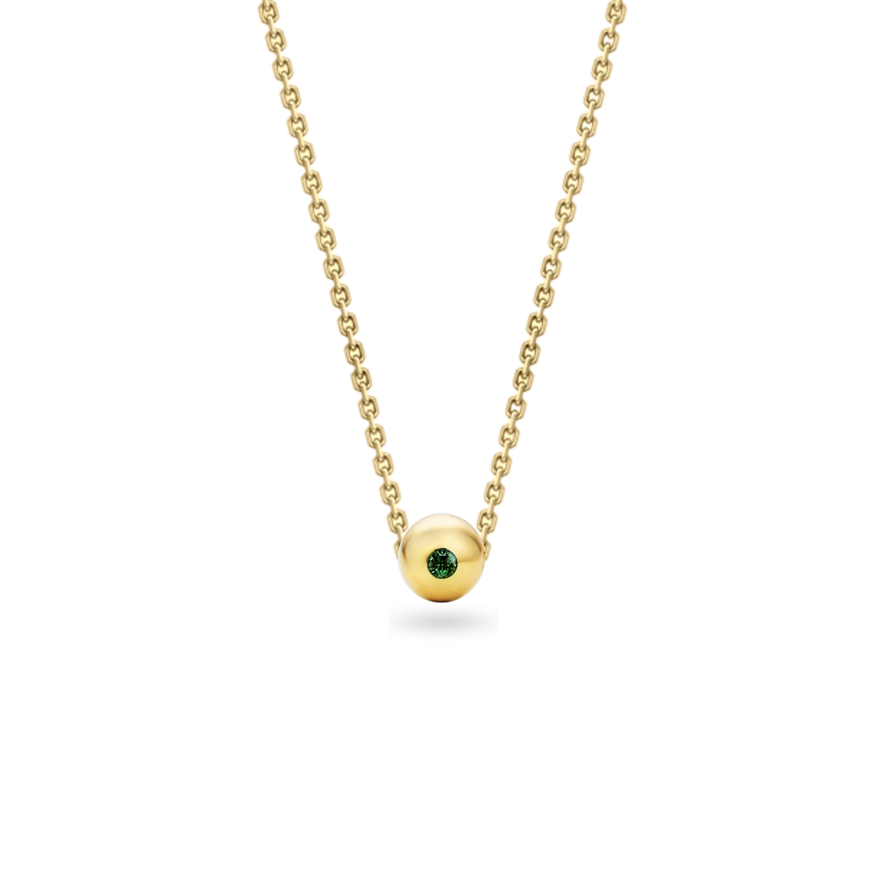 Modern Edge Green Tourmaline 18ct Gold Ball Chain Necklace Margot Fox