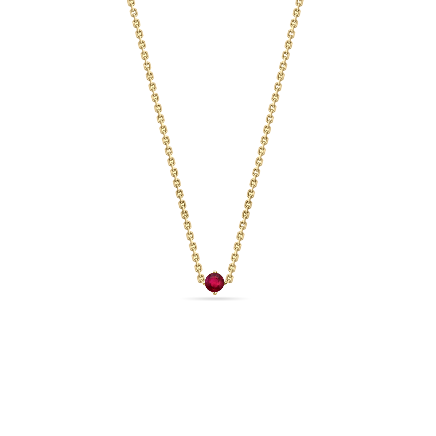 Forever Classic Ruby Solitaire Gold Necklace
