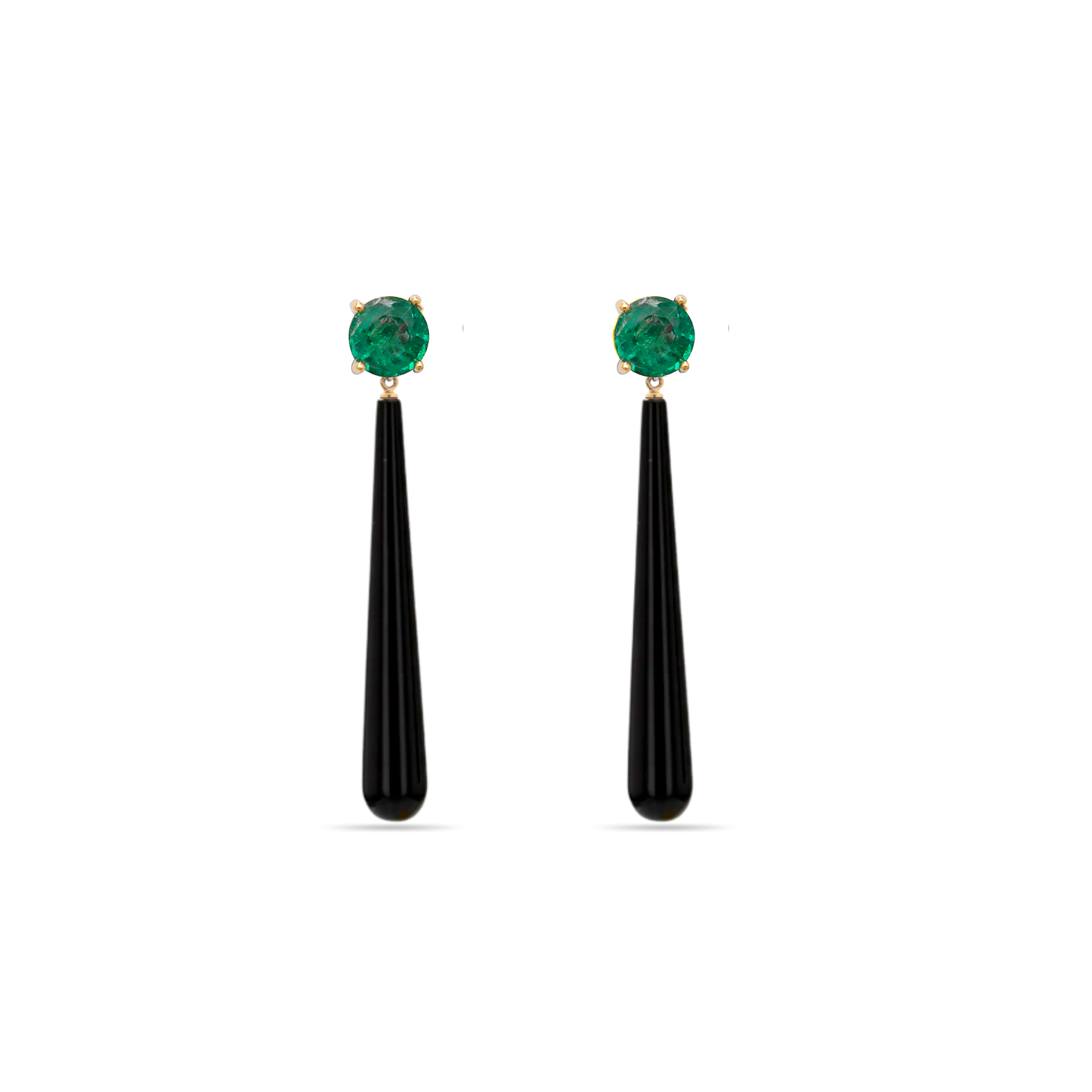 Margoret Sakota Emerald & Onyx Drop Earrings