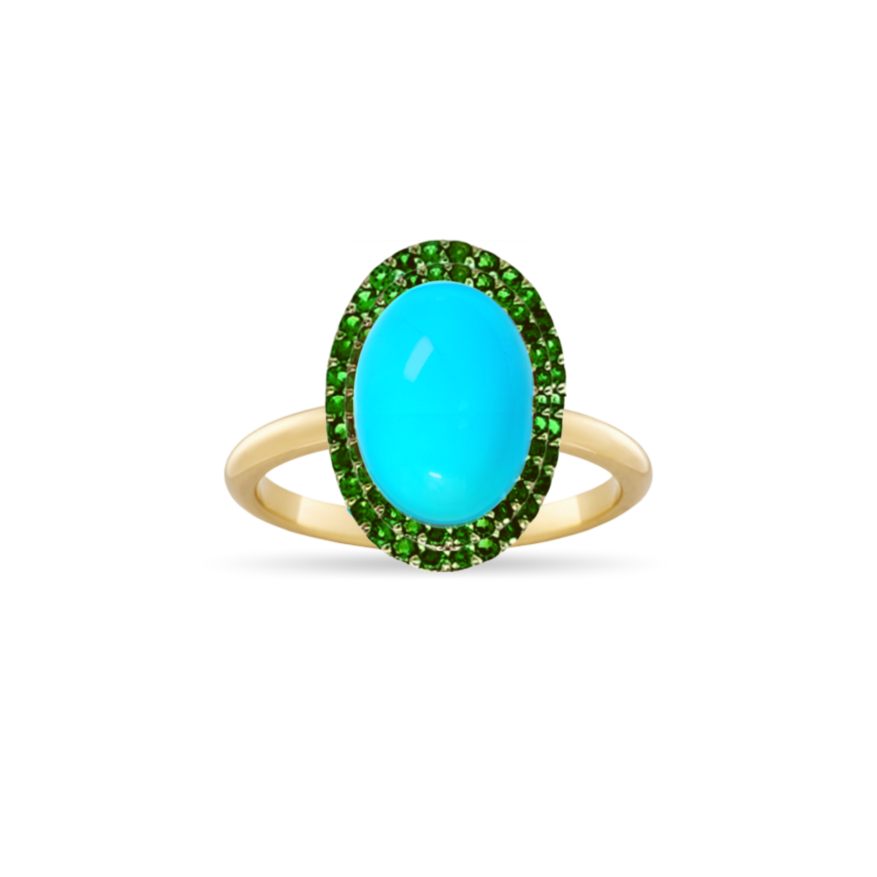 Margoret Chrome Diopside & Turquoise Ring