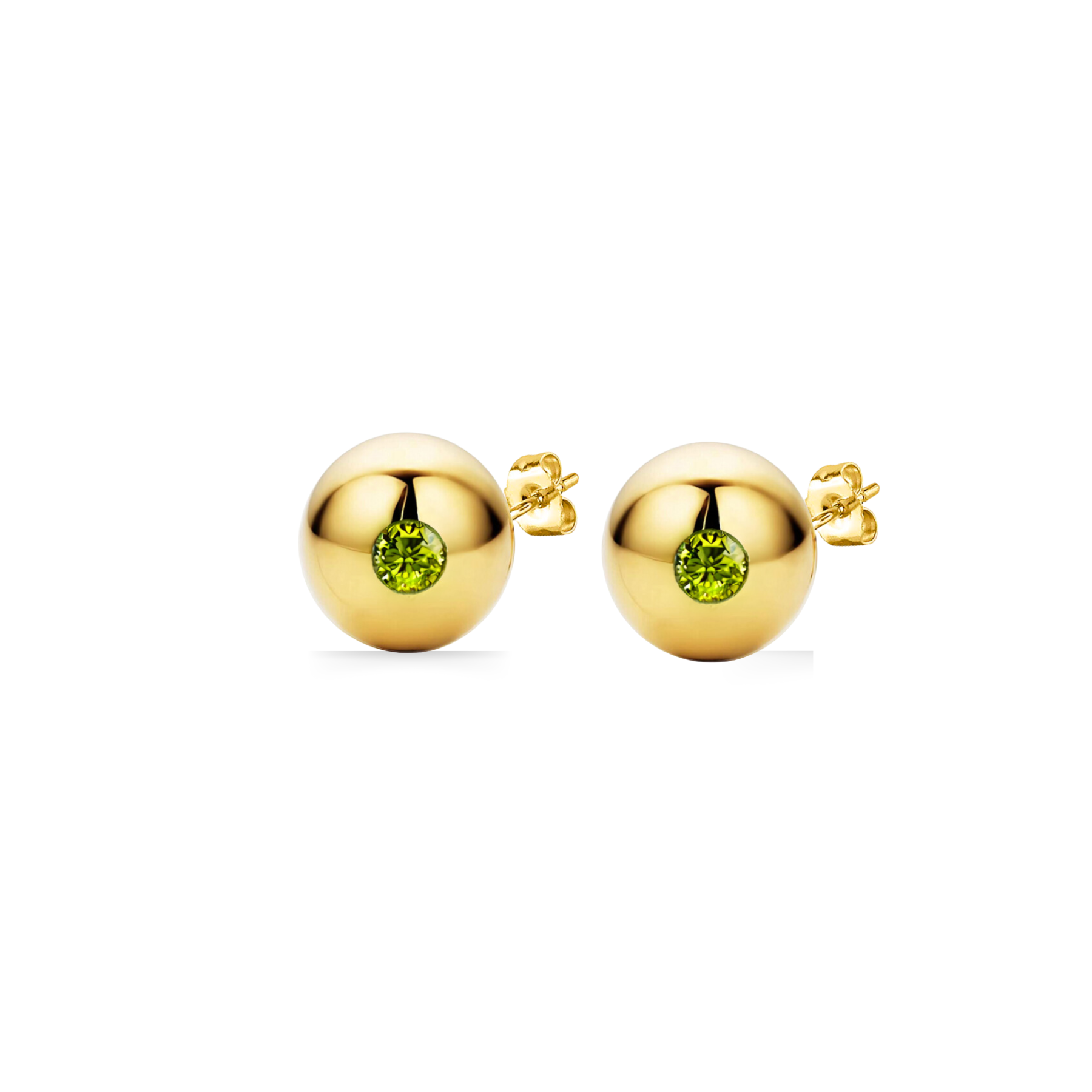 Modern Edge Peridot Ball Stud Earrings