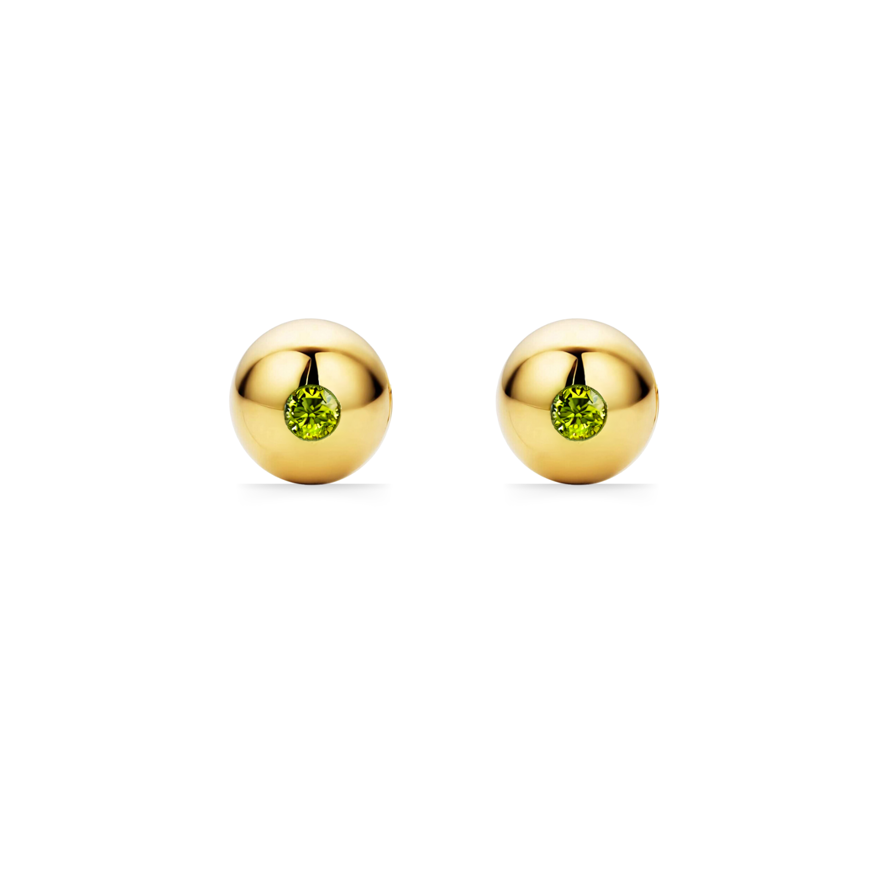 Modern Edge Peridot Ball Stud Earrings