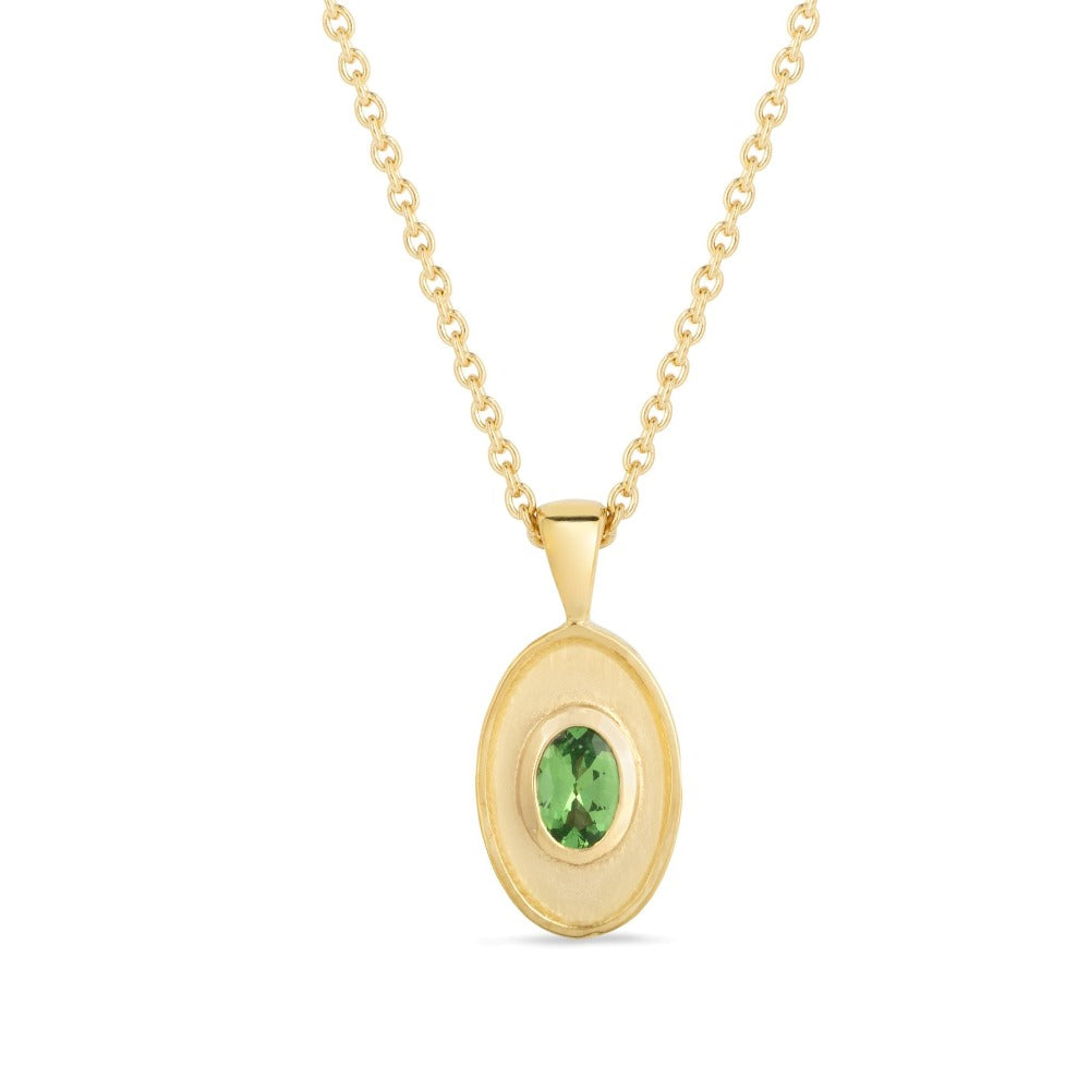 Margot Fox Jewellery | CEO's Deco Oval Tsavorite Pendant Necklace In 10ct Gold