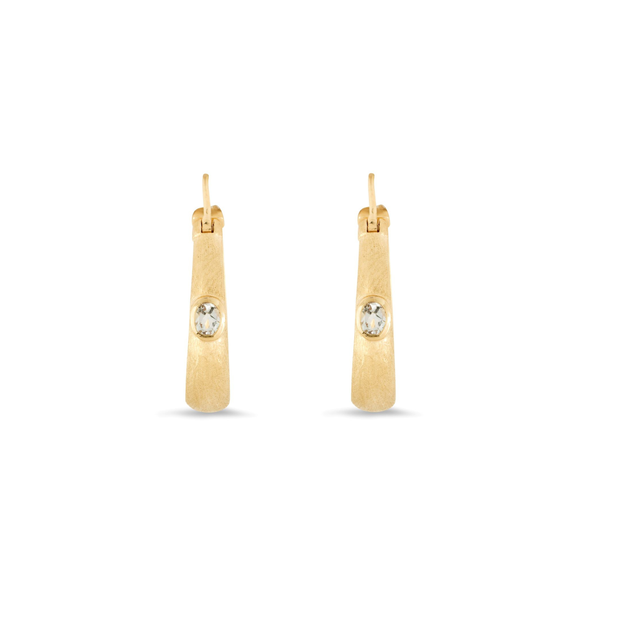 Modern Edge White Topaz Oval Hoop Earrings