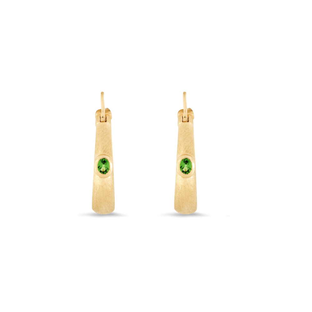 Modern Edge Tsavorite Oval Hoop Earrings