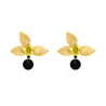 Demeter's Grace Black Diamond, Yellow Sapphire & Onyx 18ct Gold Floral Earrings Margot Fox