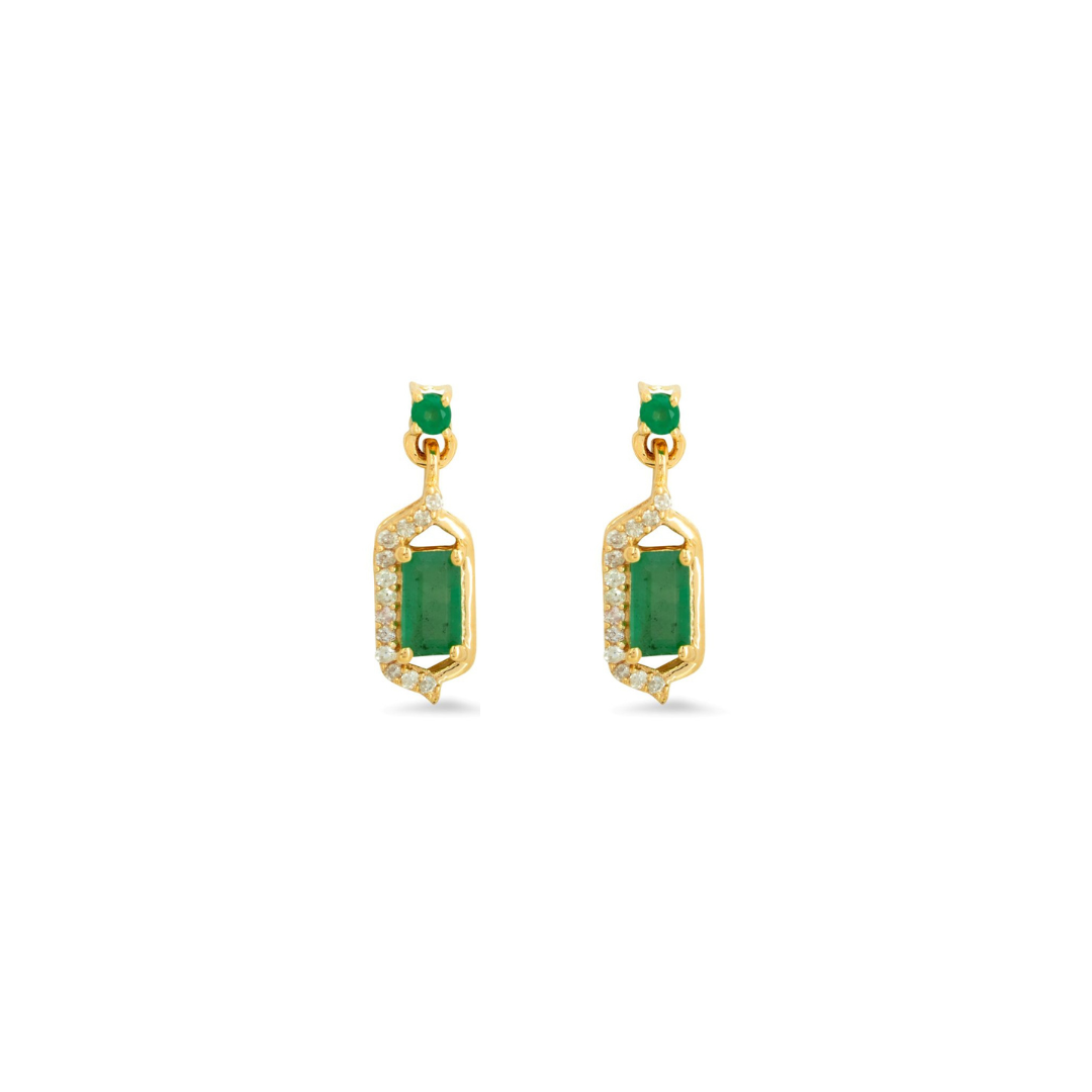 Margot Fox Jewellery | Forever Classic Zambian Emerald & Diamonds Drop Earrings In 9ct Yellow Gold