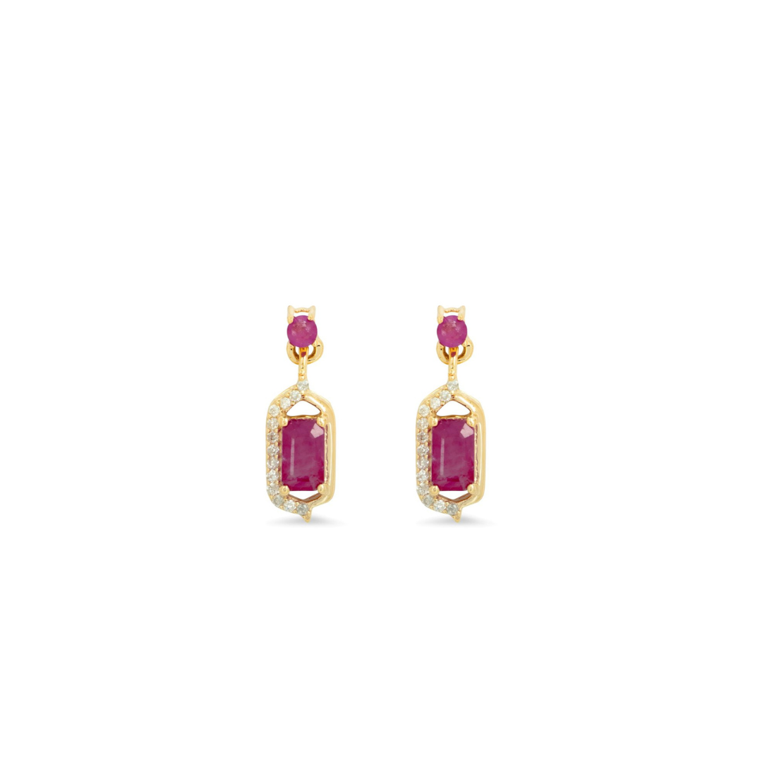 Forever Classic Ruby & Diamonds Drop Earrings In 9ct Gold | Margot Fox Jewellery