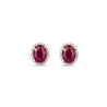 Forever Classic Ruby & Diamonds Oval Stud Earrings In 9ct Gold Margot Fox