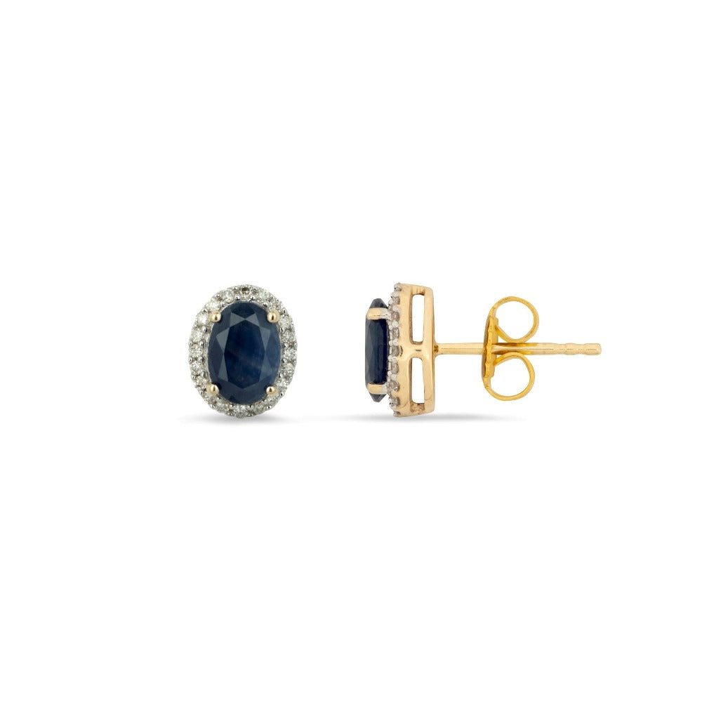 Forever Classic Sapphire & Diamonds Oval Stud Earrings