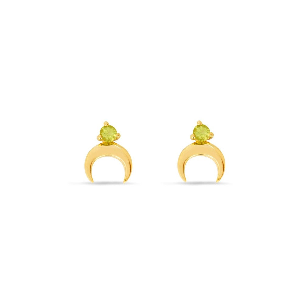 Modern Moon Peridot Stud Earrings