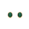 Forever Classic Malachite & Diamonds Oval Stud Earrings In 9ct Gold Margot Fox Jewellery