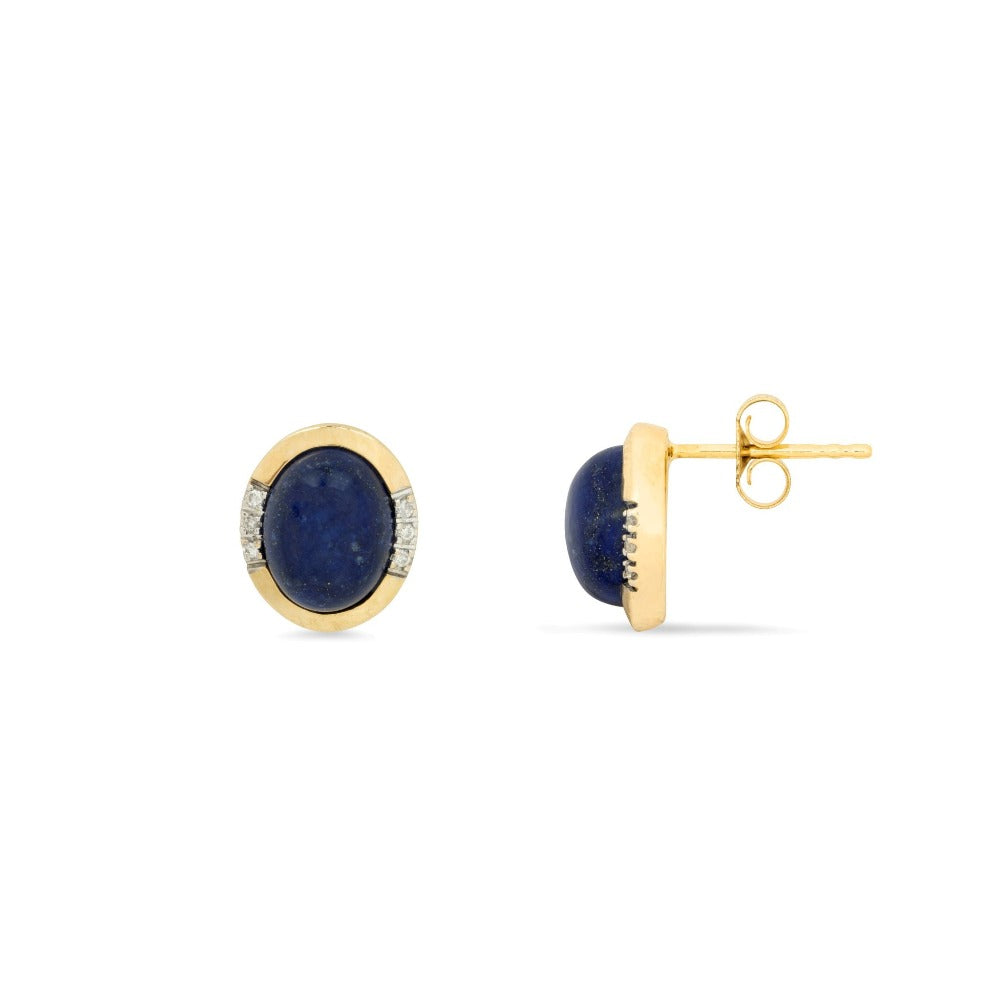 Forever Classic Lapis & Diamonds Oval Stud Earrings