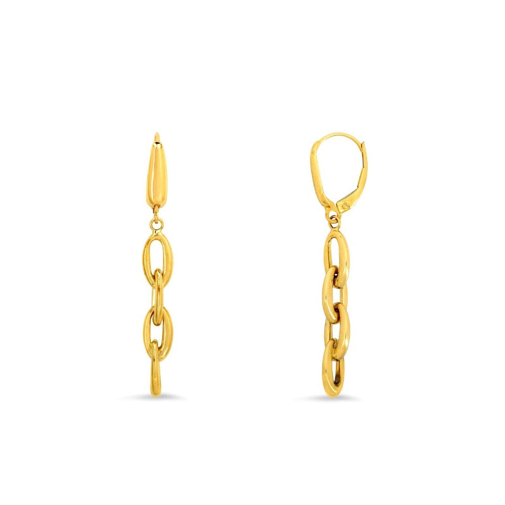 Modern Edge Links Gold Drop Chain Earrings