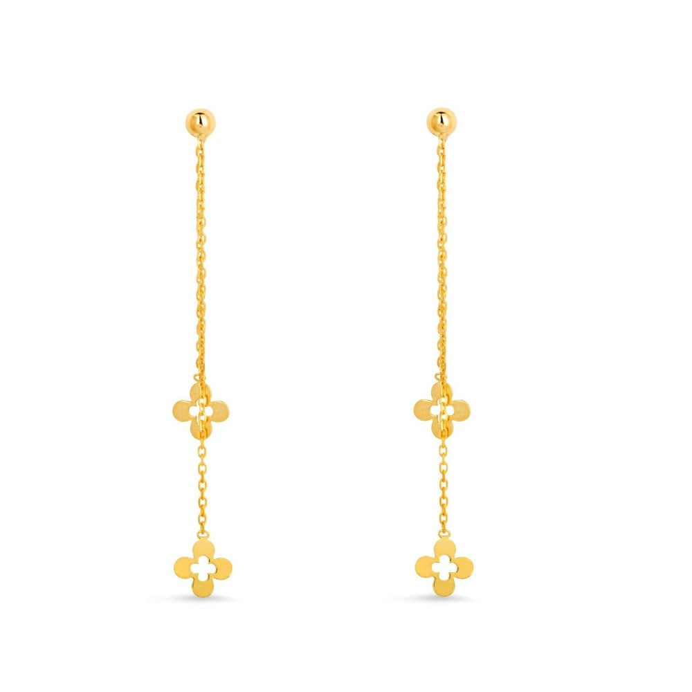 Demeter's Luck Quatrefoil Dangle Chain Drop Earrings