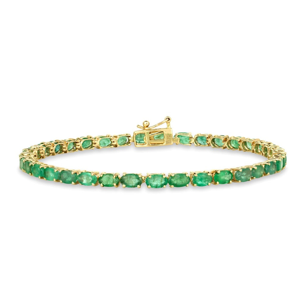 Forever Classic Sakota Emerald 9ct Gold Tennis Bracelet Margot Fox Jewellery