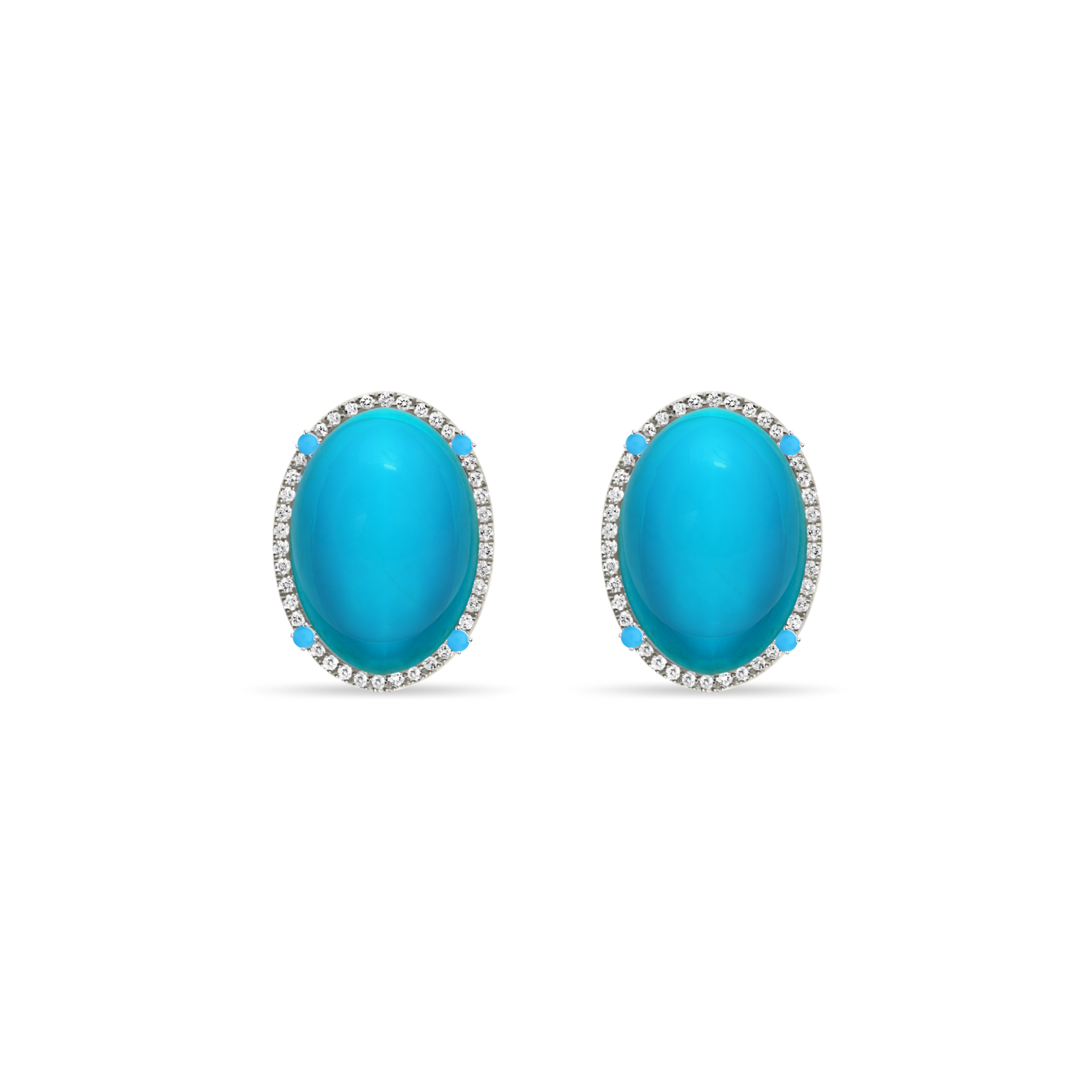 Forever Classic Turquoise & White Sapphire Oval Gold Stud Earrings Margot Fox Jewellery