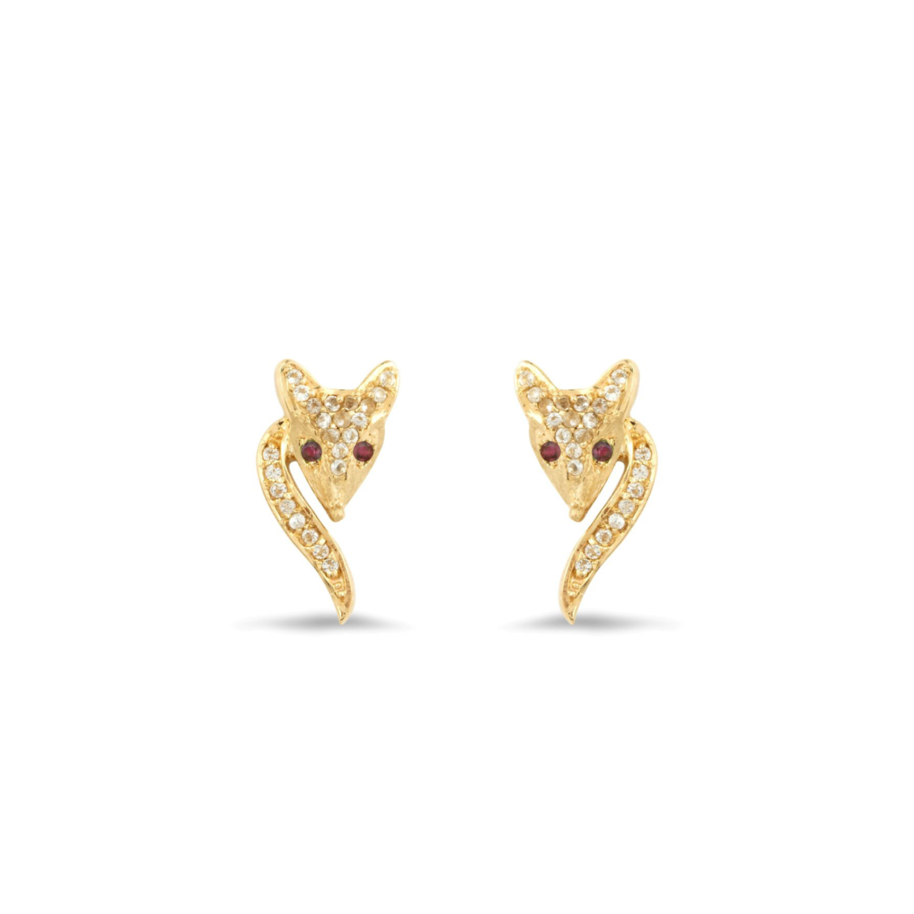 Vulpes Ruby & Diamond Fox 18ct Gold Stud Earrings Margot Fox