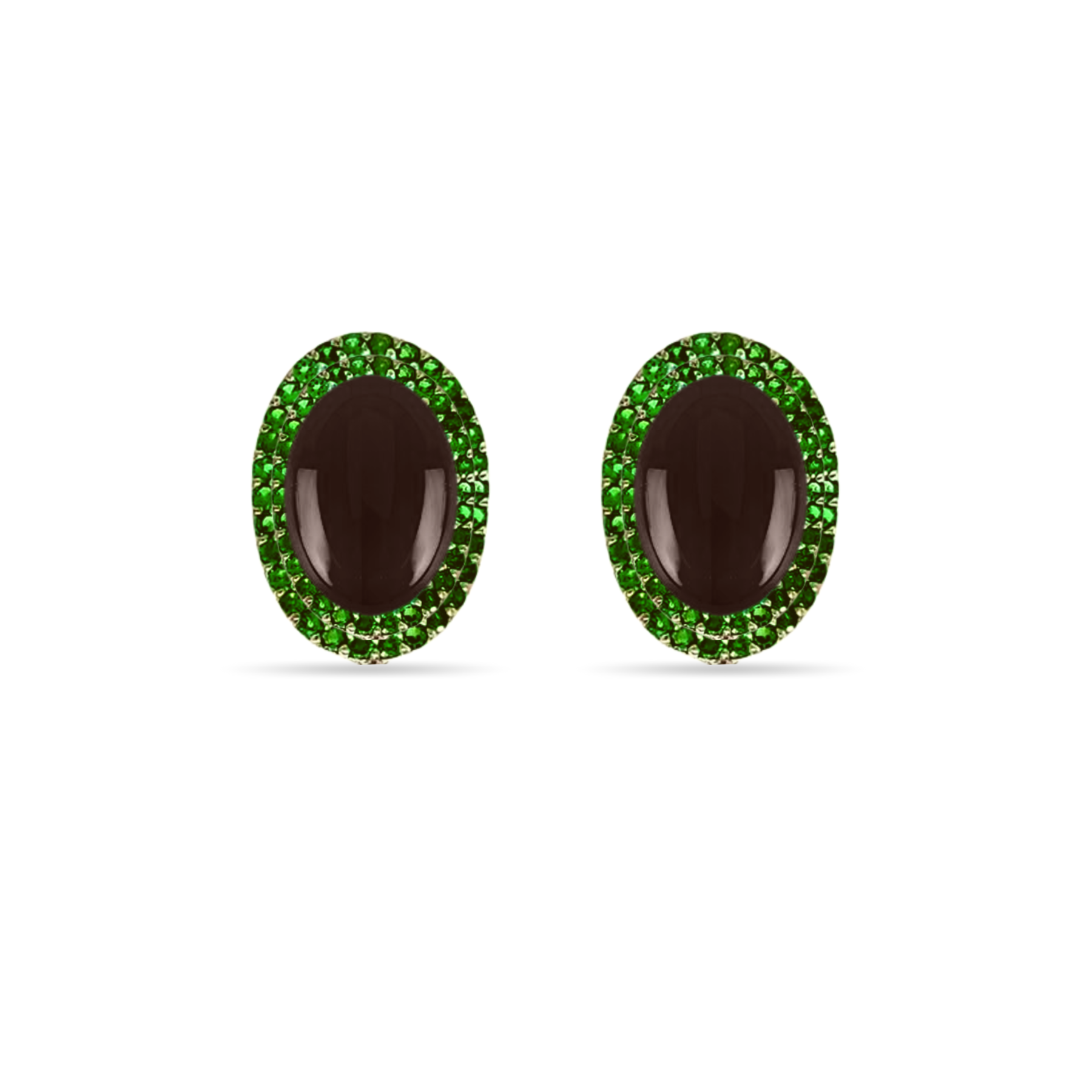 Margoret Chrome Diopside & Black Onyx Oval Gold Stud Earrings Retro Glam Margot Fox