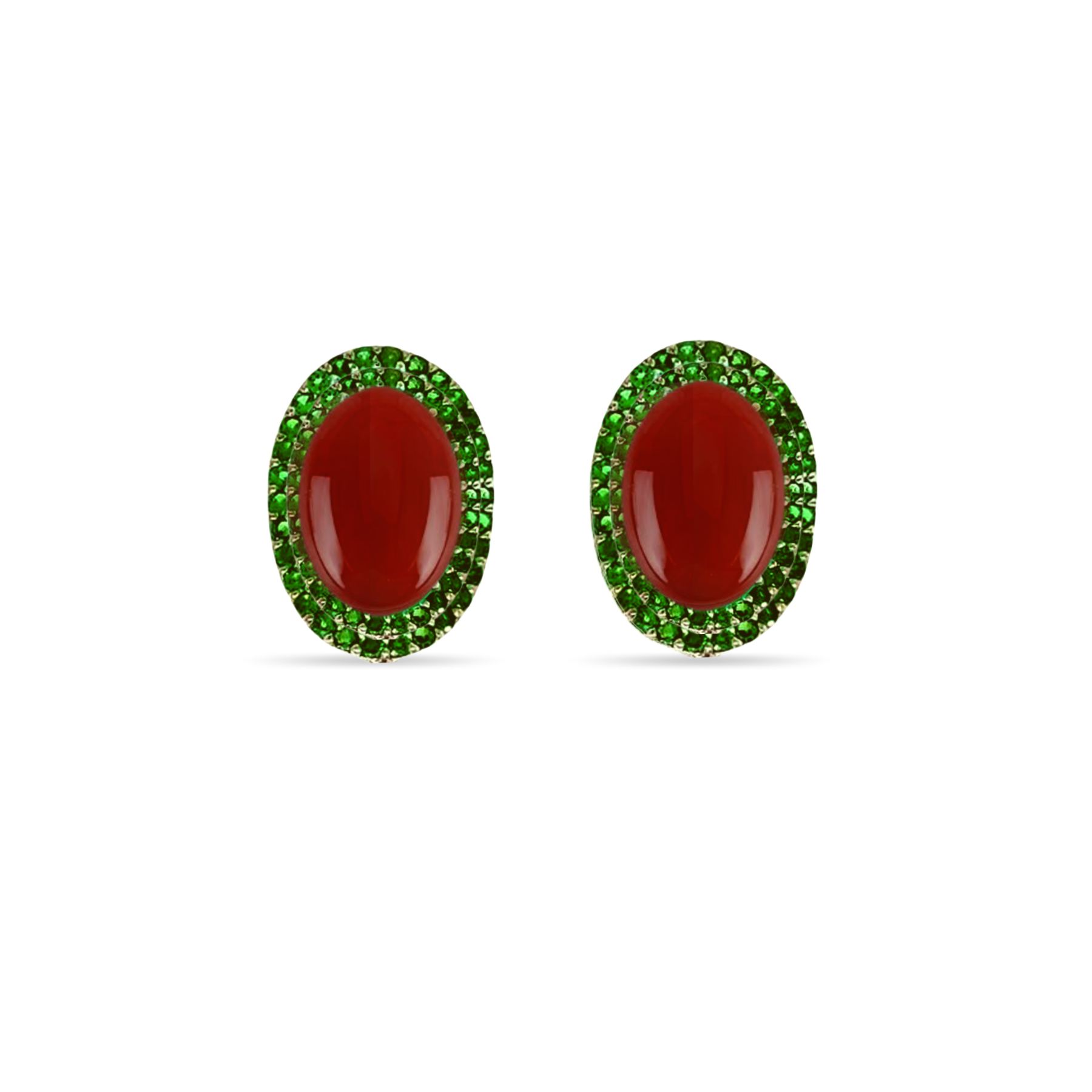 Margoret Chrome Diopside & Red Agate Stud Earrings