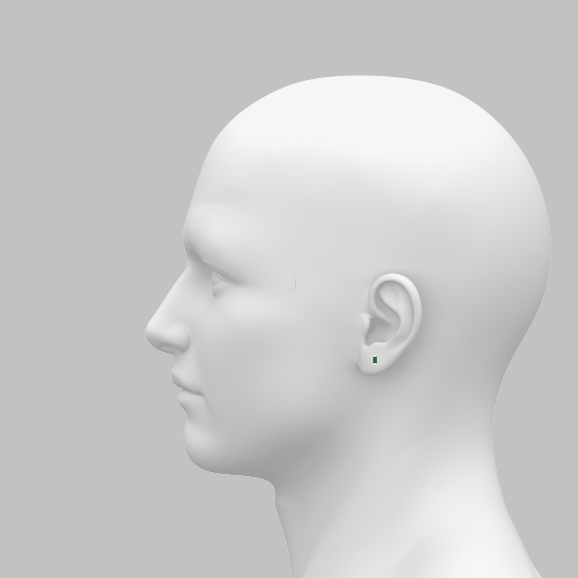 Unisex Petite Baguette Sakota Emerald Stud Earrings