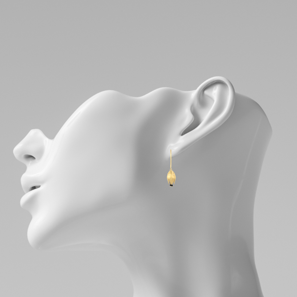 Demeter's Blooming Love Onyx Tulip Drop Earrings