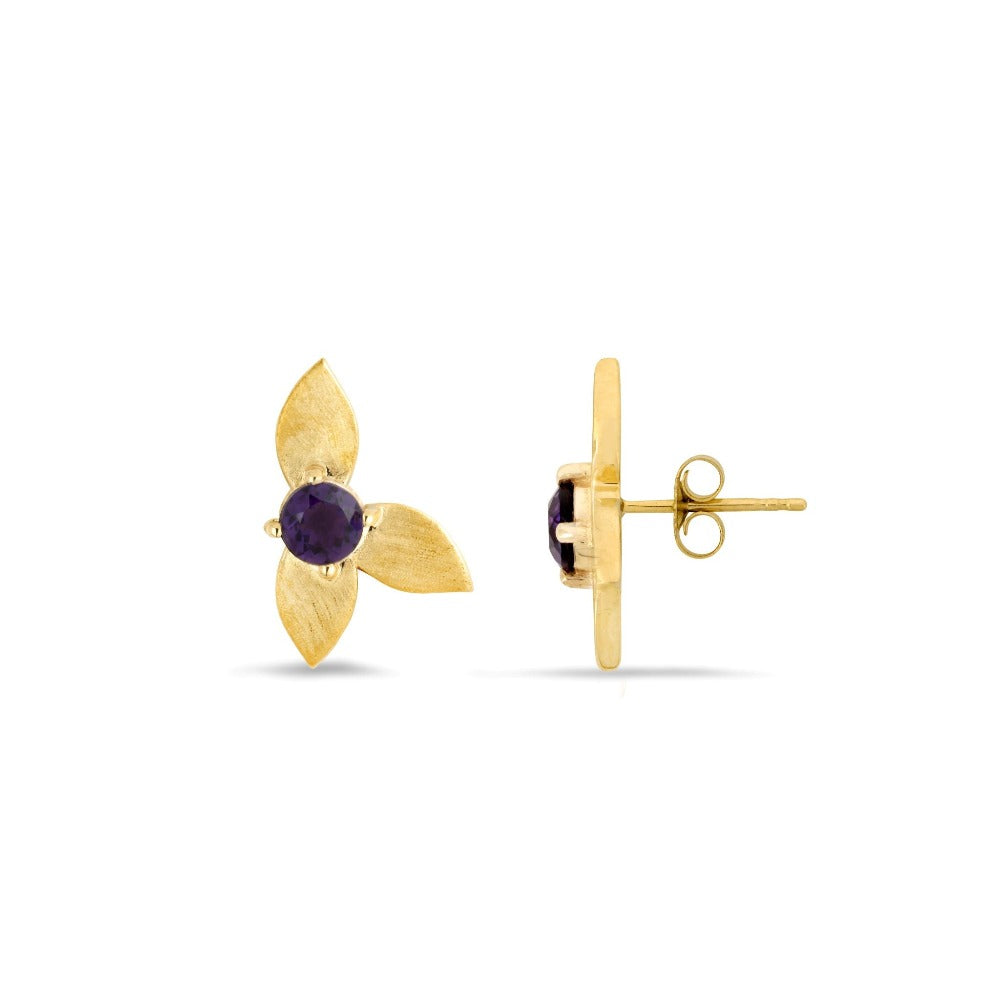 Demeter's Grace African Amethyst Floral Stud Earrings