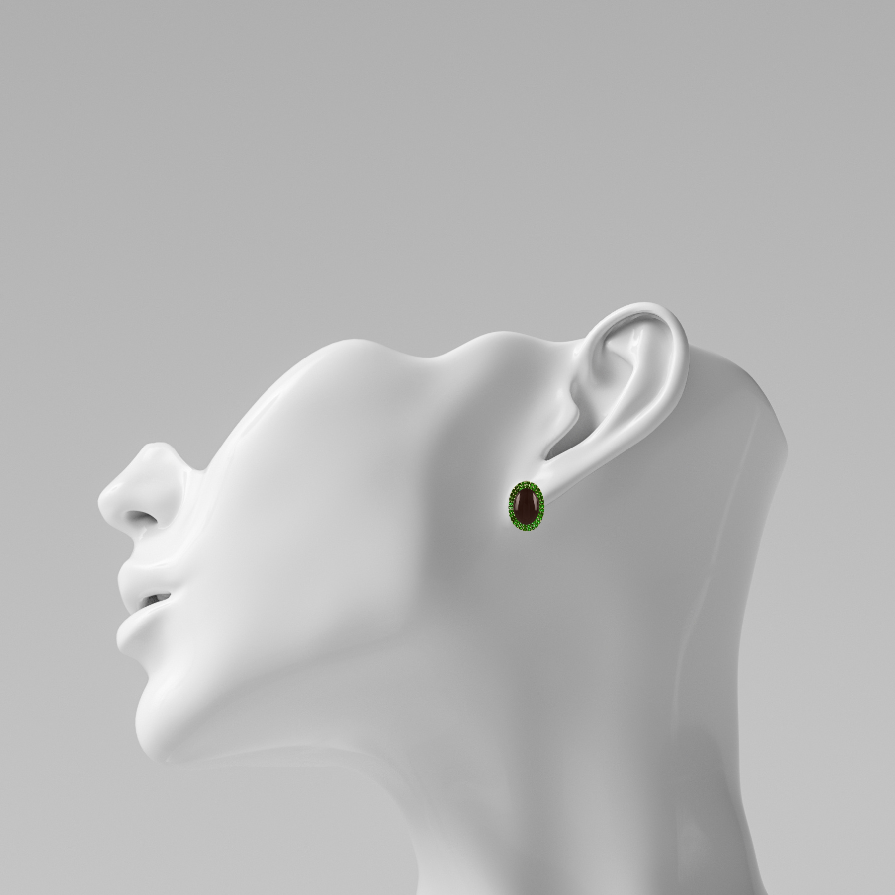 Margoret Chrome Diopside & Black Onyx Stud Earrings