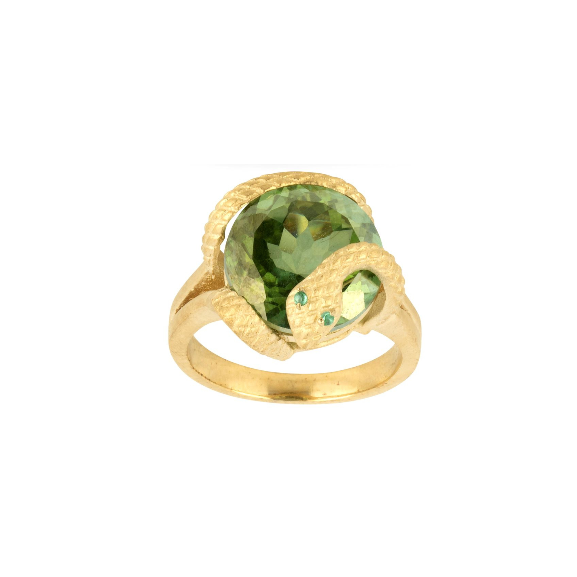 Sarpe Zambian Emerald & Green Topaz Guarding Snake Ring