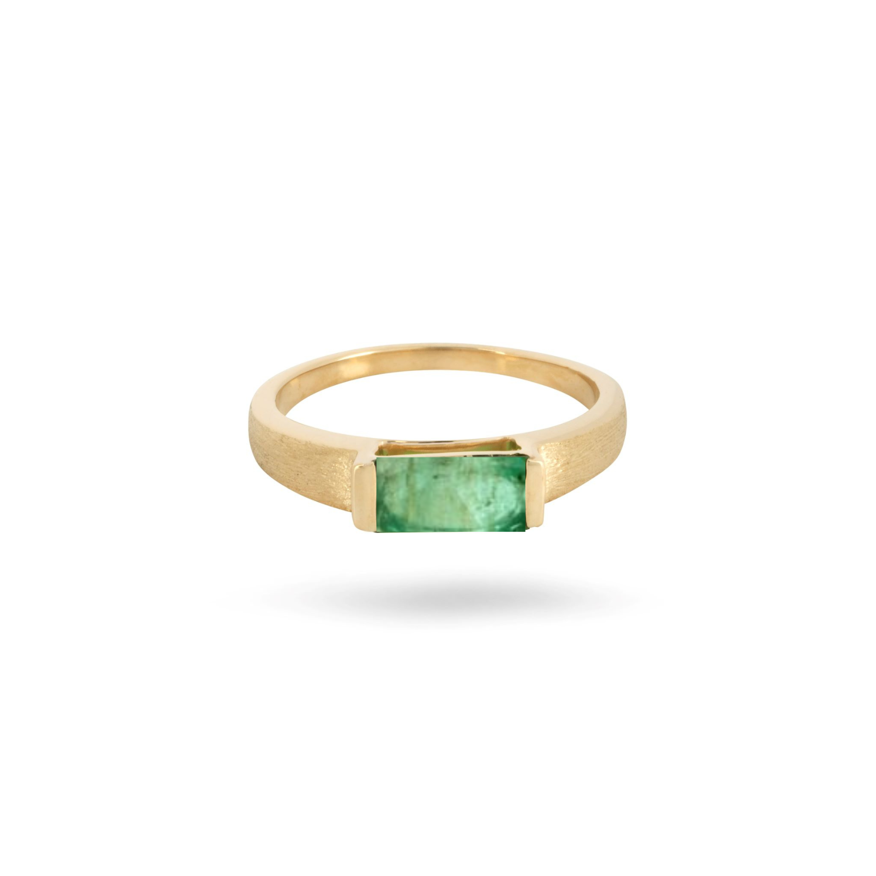 Modern Edge Baguette Zambian Emerald Band Ring