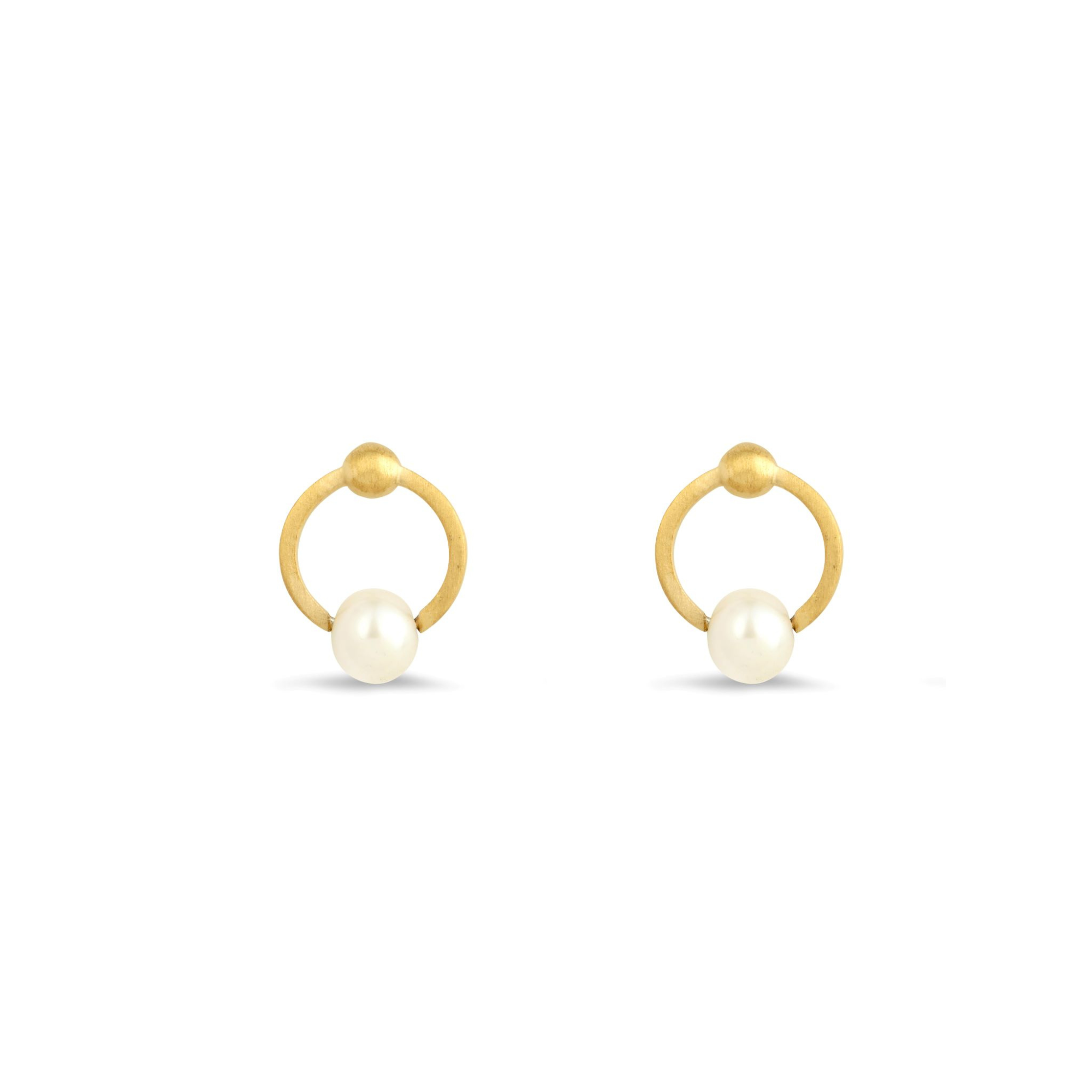 Modern Edge Pearl Bead Hoop Stud Earrings