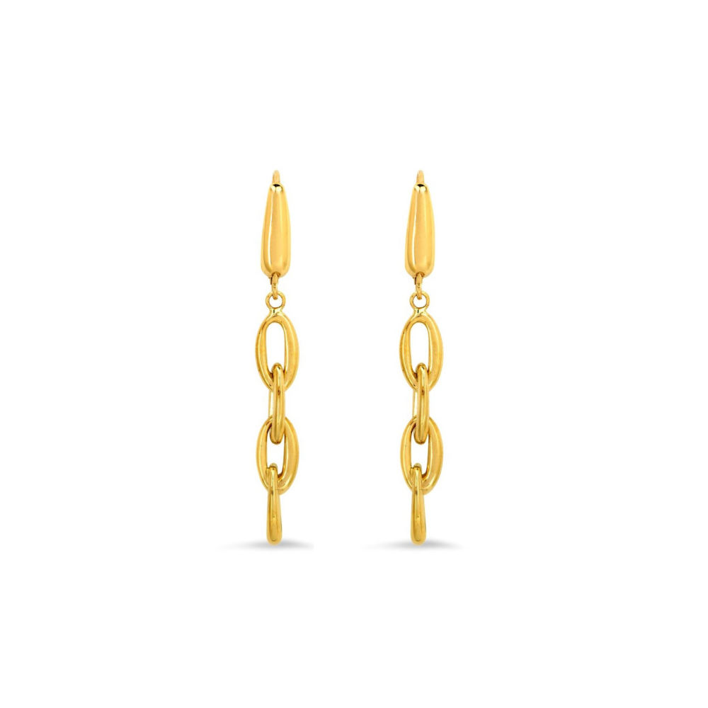 Modern Edge Links Gold Drop Chain Earrings