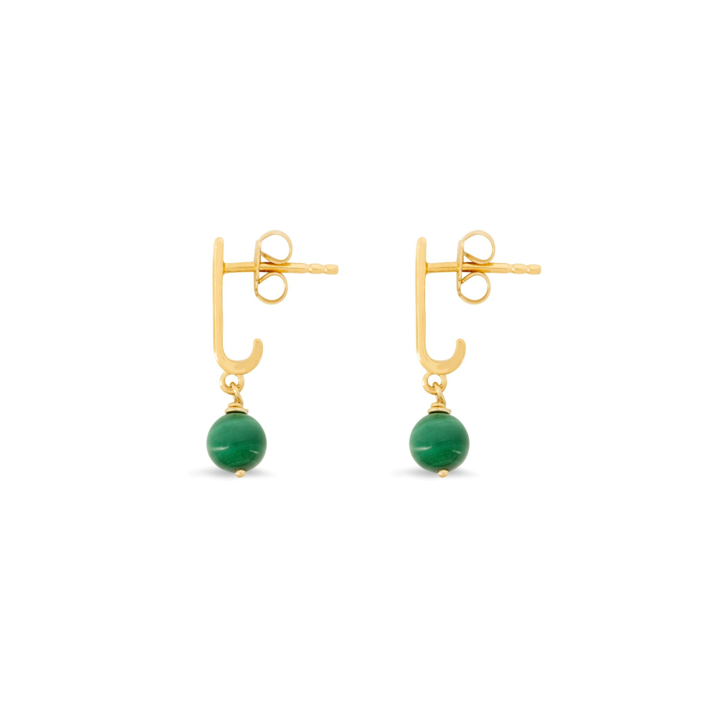 Modern Edge Malachite Drop Stud Earrings