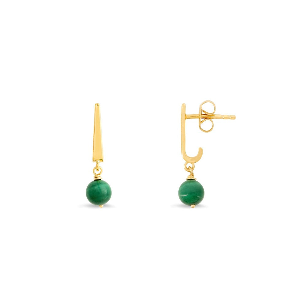 Modern Edge Malachite Drop Stud Earrings