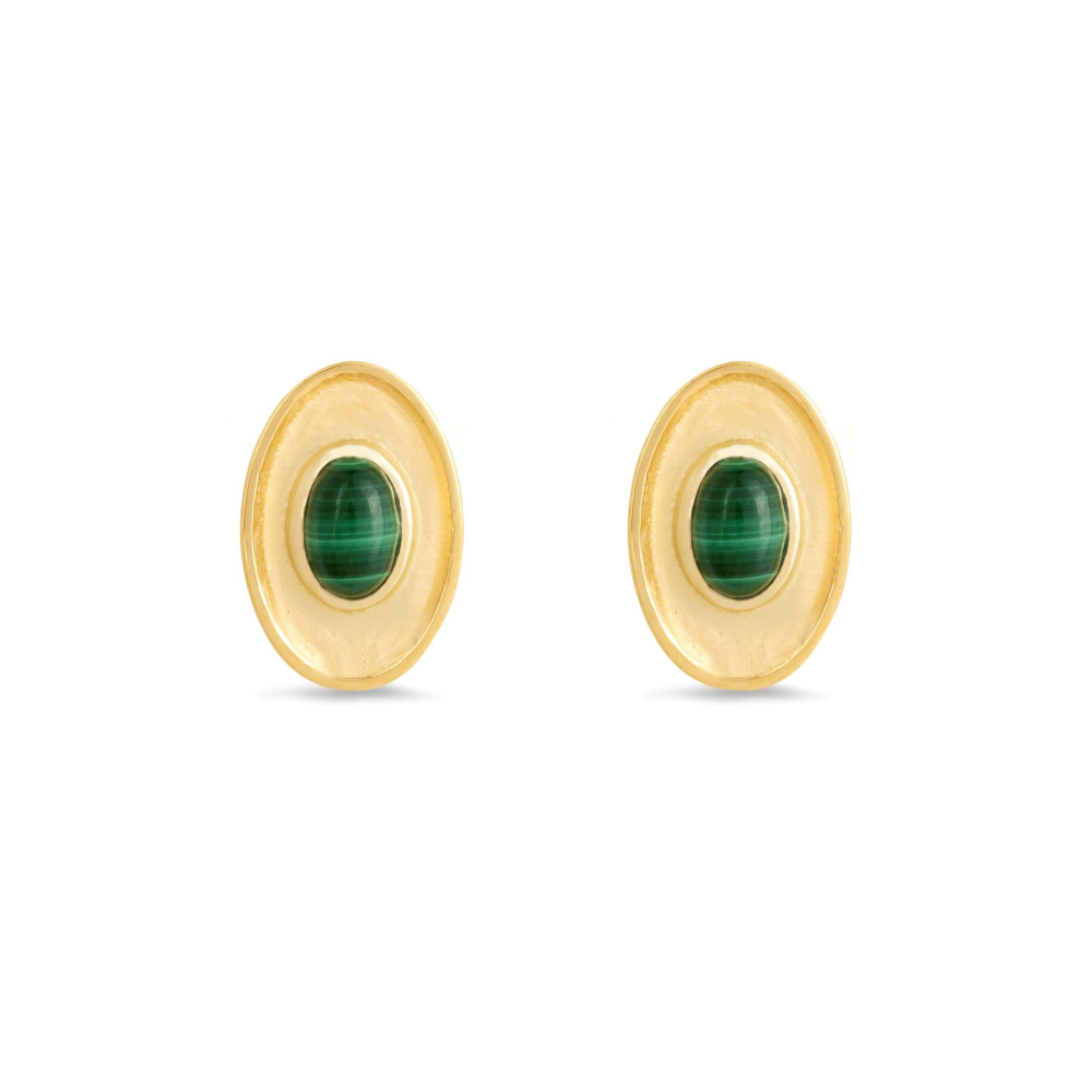 CEO's Deco Oval Malachite Stud Earrings | Margot Fox Jewellery