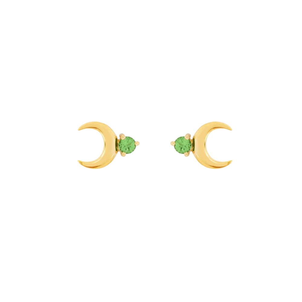 Modern Moon Tsavorite Stud Earrings