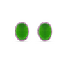 Forever Classic Pink Sapphire & Green Jadeite  Jade 18ct White Gold Oval Stud Earrings