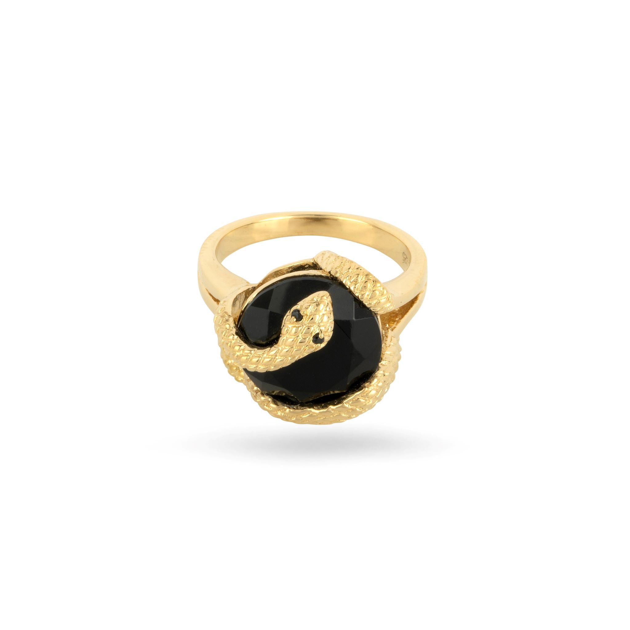 Sarpe Onyx & Black Spinel Guarding Snake Ring