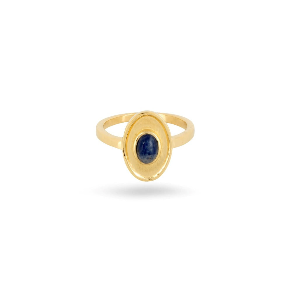 CEO's Deco Oval Sodalite Ring In Gold Plated Silver Margot Fox